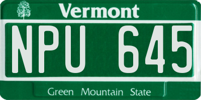 VT license plate NPU645