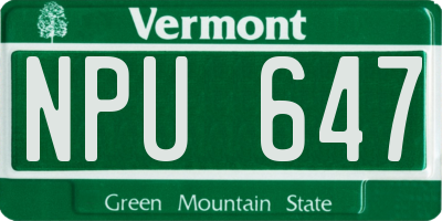 VT license plate NPU647