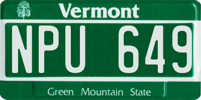 VT license plate NPU649
