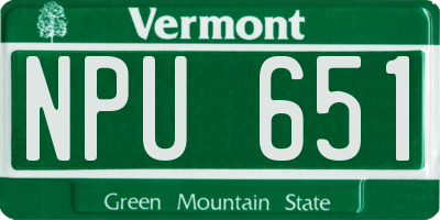 VT license plate NPU651