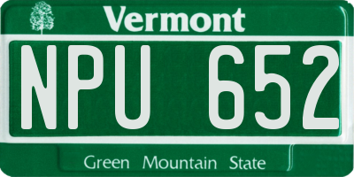 VT license plate NPU652