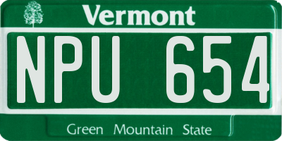 VT license plate NPU654