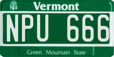 VT license plate NPU666