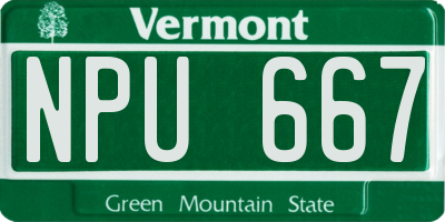 VT license plate NPU667