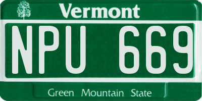 VT license plate NPU669