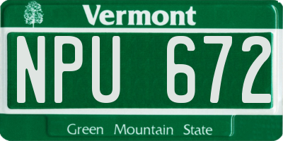 VT license plate NPU672