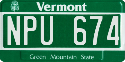 VT license plate NPU674