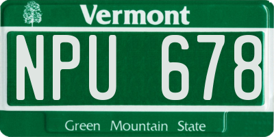 VT license plate NPU678