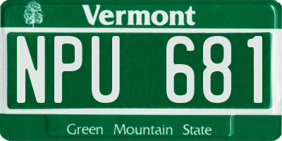 VT license plate NPU681