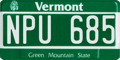 VT license plate NPU685