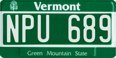 VT license plate NPU689