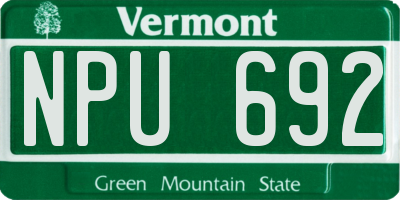 VT license plate NPU692