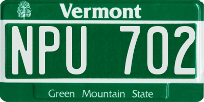VT license plate NPU702