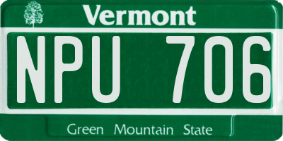 VT license plate NPU706