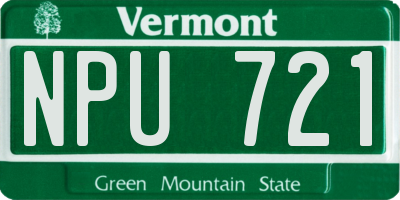 VT license plate NPU721