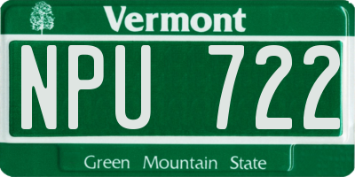VT license plate NPU722