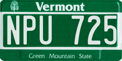 VT license plate NPU725