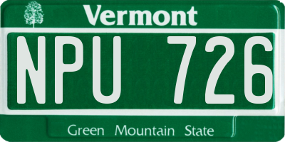 VT license plate NPU726