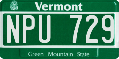 VT license plate NPU729