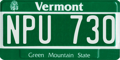 VT license plate NPU730