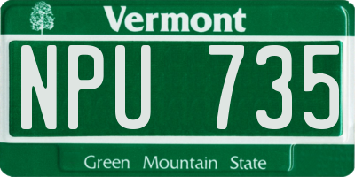 VT license plate NPU735