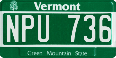 VT license plate NPU736