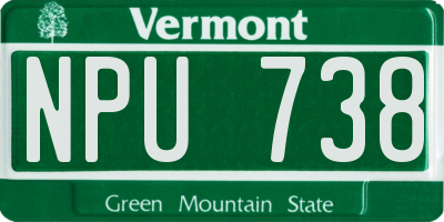 VT license plate NPU738