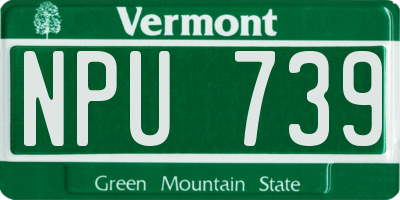 VT license plate NPU739