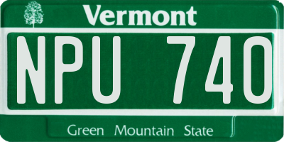 VT license plate NPU740