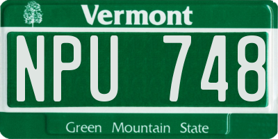 VT license plate NPU748