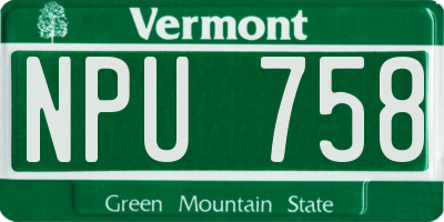 VT license plate NPU758