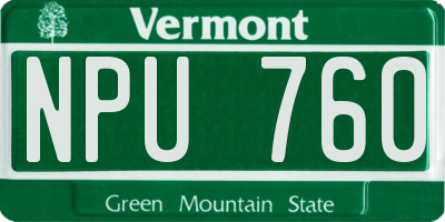 VT license plate NPU760