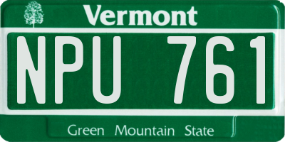 VT license plate NPU761