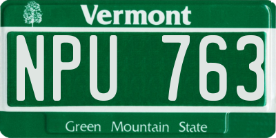 VT license plate NPU763