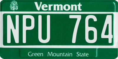 VT license plate NPU764