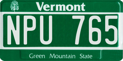 VT license plate NPU765