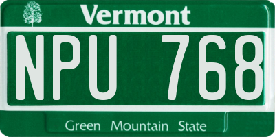 VT license plate NPU768