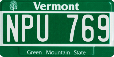 VT license plate NPU769