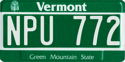 VT license plate NPU772
