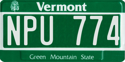 VT license plate NPU774