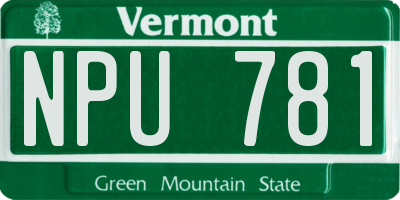 VT license plate NPU781