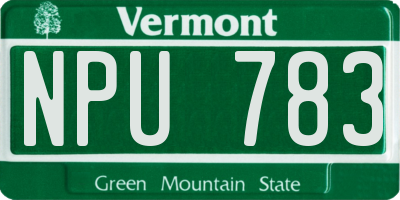 VT license plate NPU783