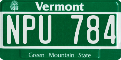 VT license plate NPU784
