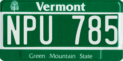 VT license plate NPU785
