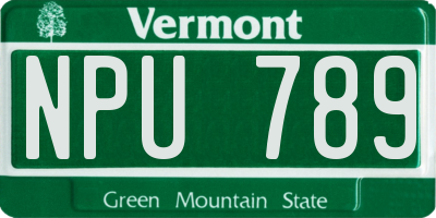 VT license plate NPU789