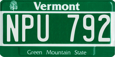 VT license plate NPU792
