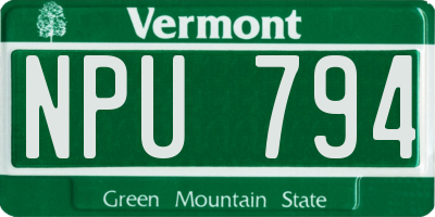 VT license plate NPU794