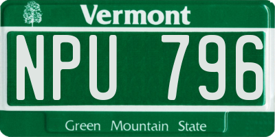 VT license plate NPU796