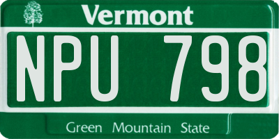 VT license plate NPU798