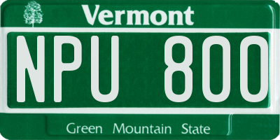 VT license plate NPU800